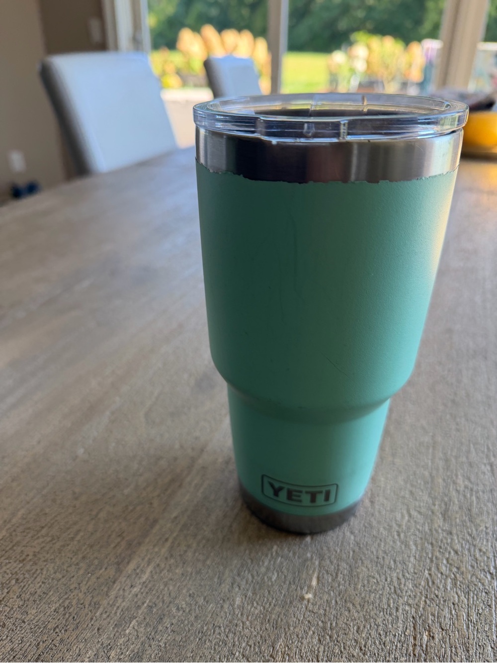 YETI Rambler Tumbler Seafoam Aqua with Clear Lid Stainless Steel